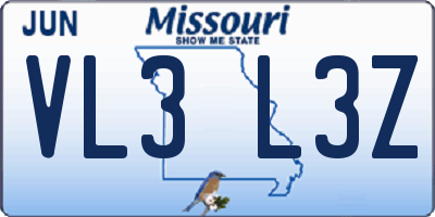 MO license plate VL3L3Z