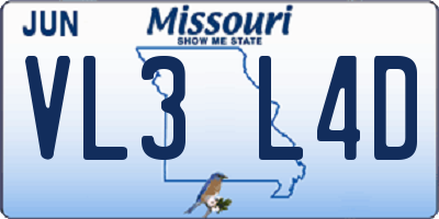 MO license plate VL3L4D