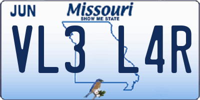 MO license plate VL3L4R