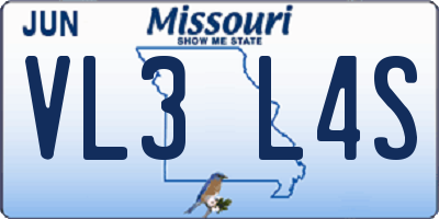 MO license plate VL3L4S