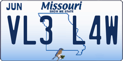 MO license plate VL3L4W