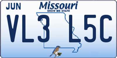 MO license plate VL3L5C