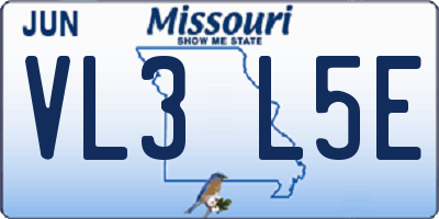 MO license plate VL3L5E