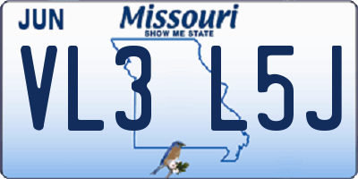 MO license plate VL3L5J