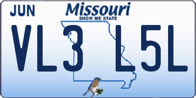 MO license plate VL3L5L