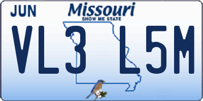 MO license plate VL3L5M