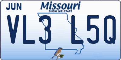 MO license plate VL3L5Q