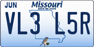 MO license plate VL3L5R