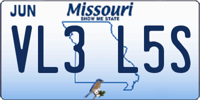 MO license plate VL3L5S