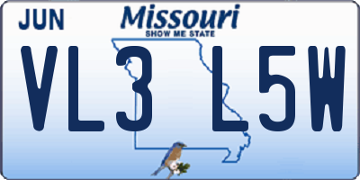 MO license plate VL3L5W