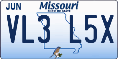 MO license plate VL3L5X