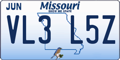 MO license plate VL3L5Z