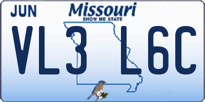 MO license plate VL3L6C