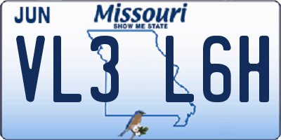 MO license plate VL3L6H