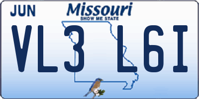 MO license plate VL3L6I
