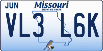 MO license plate VL3L6K