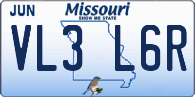 MO license plate VL3L6R