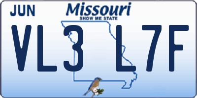 MO license plate VL3L7F