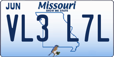 MO license plate VL3L7L