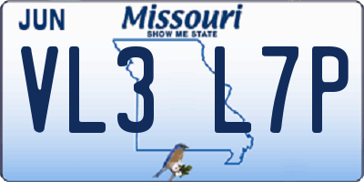 MO license plate VL3L7P