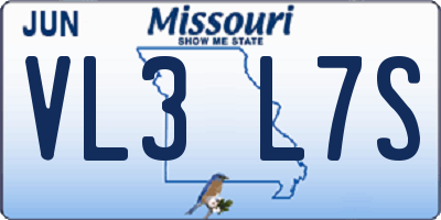 MO license plate VL3L7S