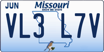MO license plate VL3L7V