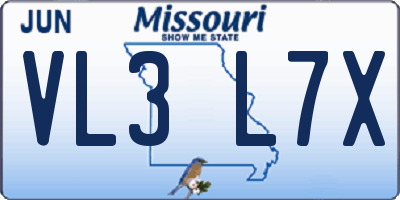 MO license plate VL3L7X