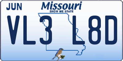 MO license plate VL3L8D