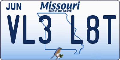 MO license plate VL3L8T