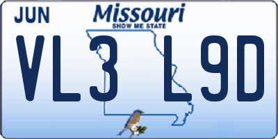 MO license plate VL3L9D