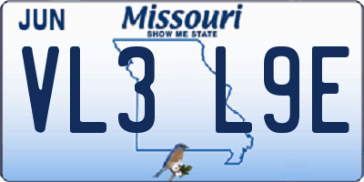 MO license plate VL3L9E