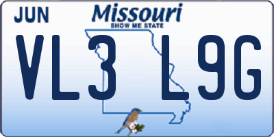 MO license plate VL3L9G