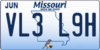 MO license plate VL3L9H