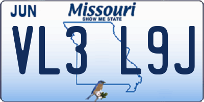 MO license plate VL3L9J
