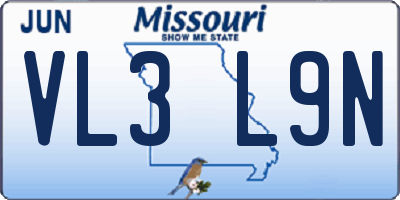 MO license plate VL3L9N