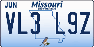 MO license plate VL3L9Z