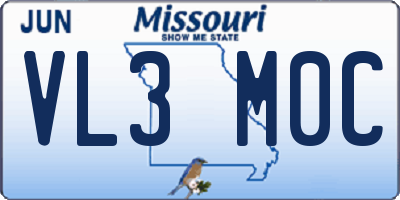 MO license plate VL3M0C