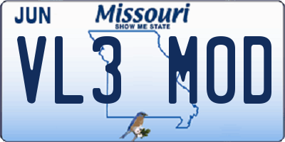 MO license plate VL3M0D