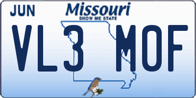 MO license plate VL3M0F
