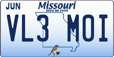 MO license plate VL3M0I