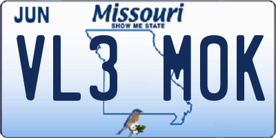MO license plate VL3M0K