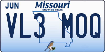 MO license plate VL3M0Q