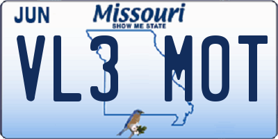 MO license plate VL3M0T