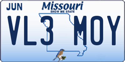 MO license plate VL3M0Y