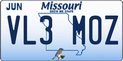 MO license plate VL3M0Z