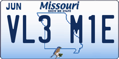 MO license plate VL3M1E