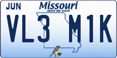 MO license plate VL3M1K