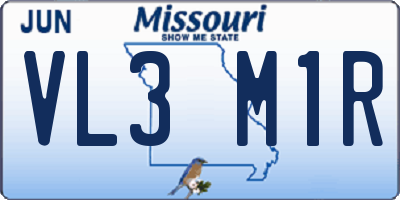 MO license plate VL3M1R