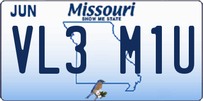 MO license plate VL3M1U