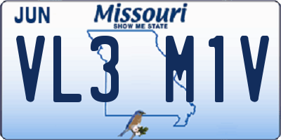 MO license plate VL3M1V